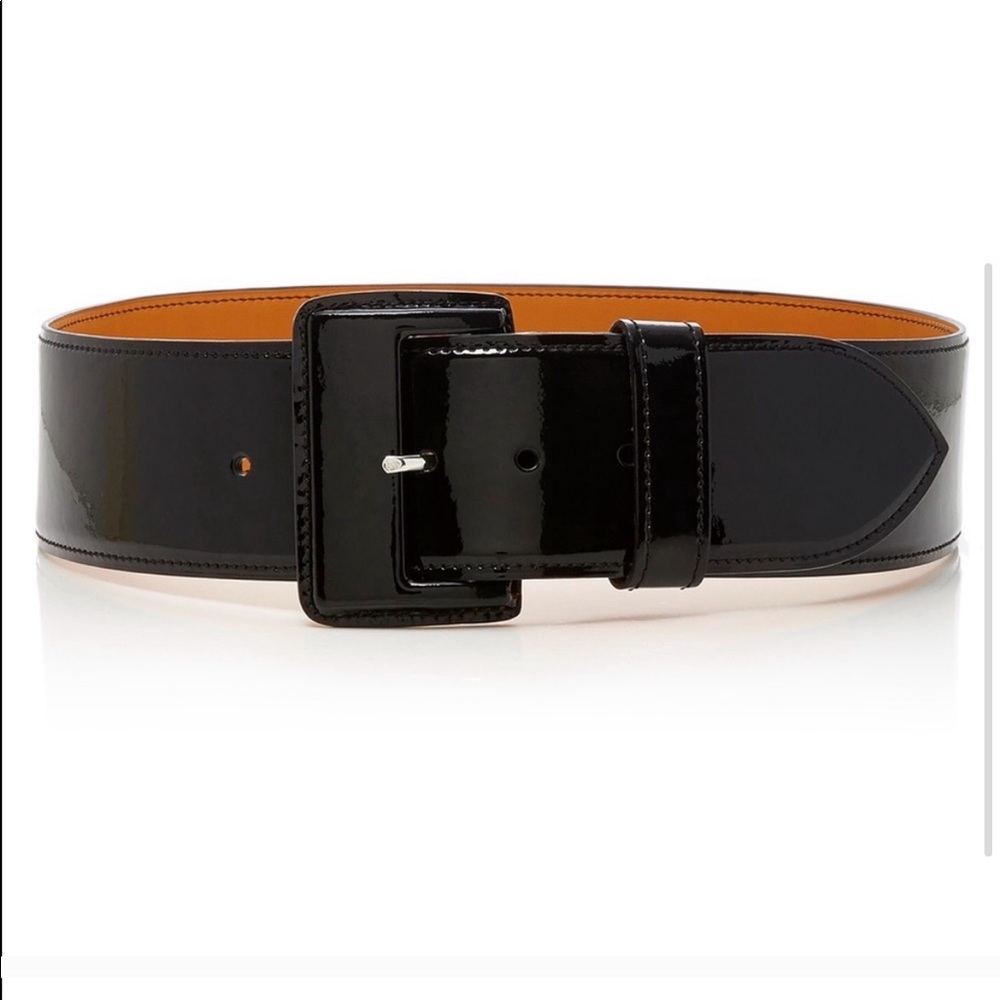 Maison Vaincourt Women's Taupe Patent Thick Belt